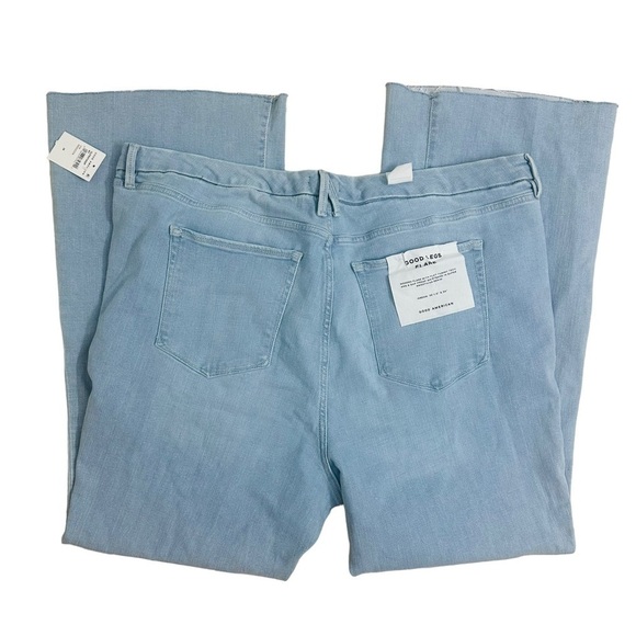 Good American Jeans Good Leg Flare Light Blue Indigo Plus High Waisted 24 New - Picture 3 of 8